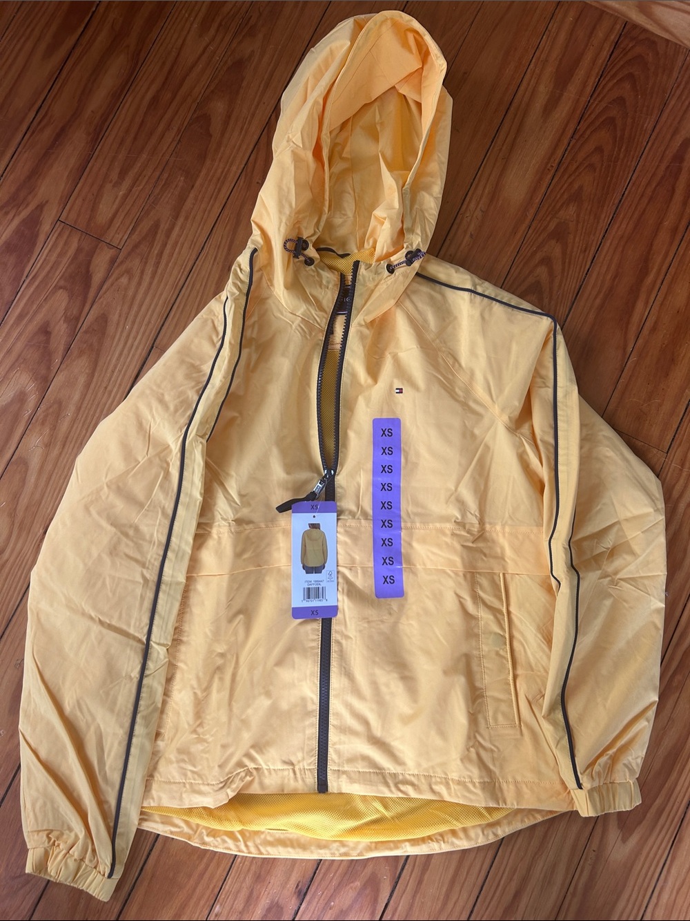 Tommy Hilfiger Lemon Yellow Hooded Windbreaker with Contrast Trim